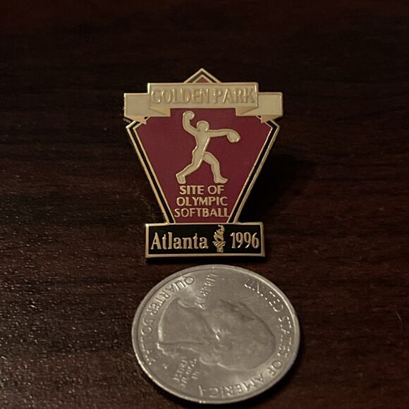 1996 Atlanta Olympics Golden Park Olympic Softball Site Lapel Hat Pin - Picture 2 of 3